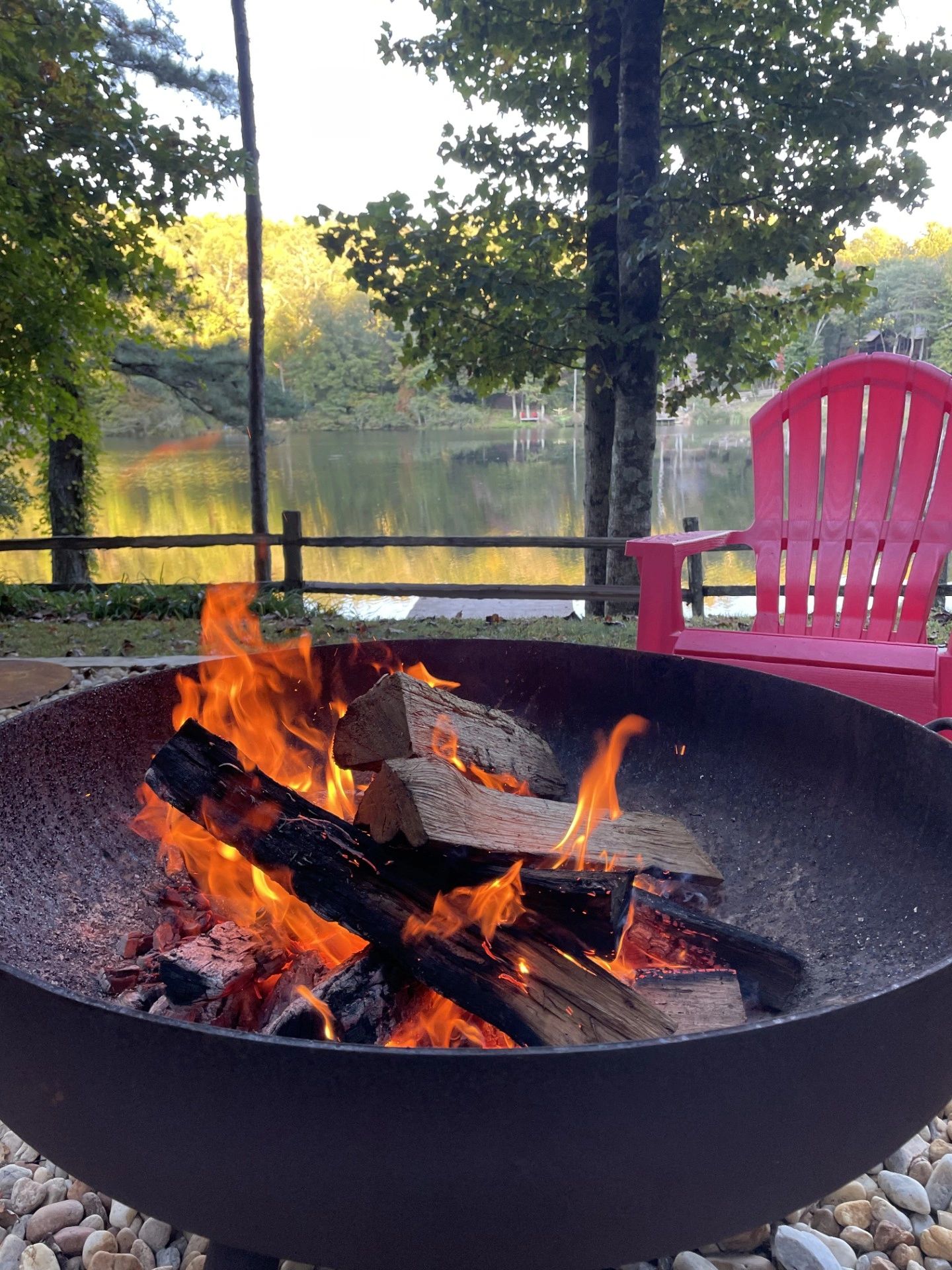 Evening campfire at the retreat