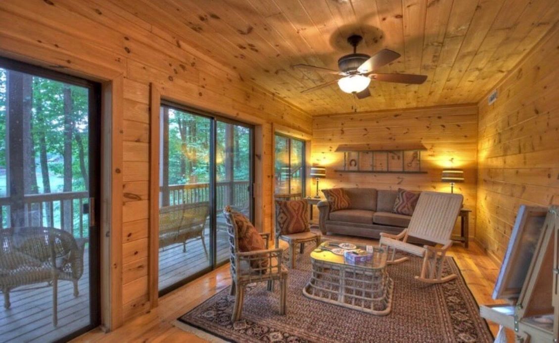 Lower level family room with lake views